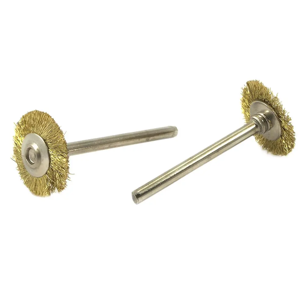 Wheel Brush Set, Brass, 3/4 In With 3/32 In Shaft, 2-Piece 1