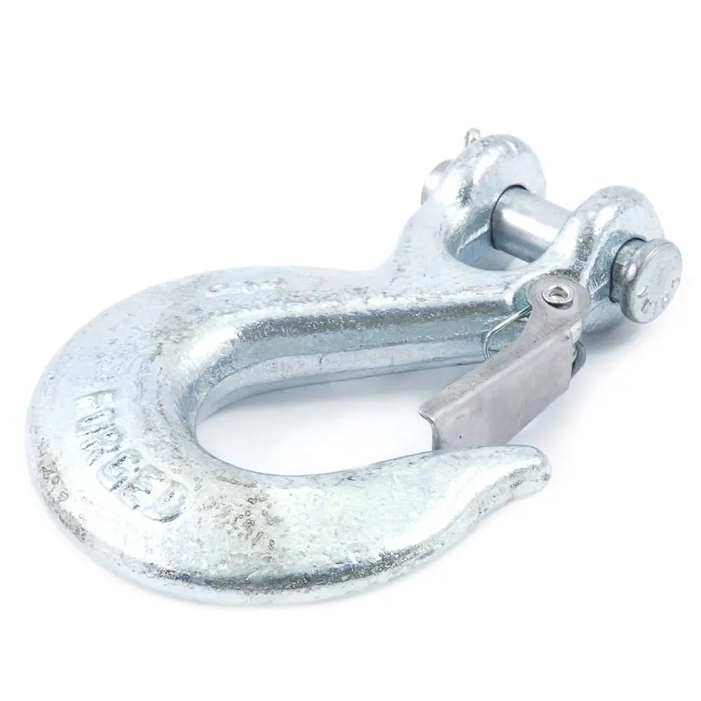 Clevis Slip Hook, Forged Galvanized, 3/8 In With Latch 1