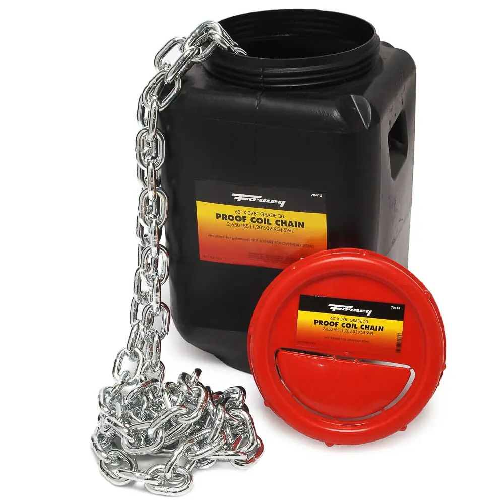 Grade 30 (G30) Proof Coil Chain, Zinc-Plated, 3/8 In X 63Ft 1