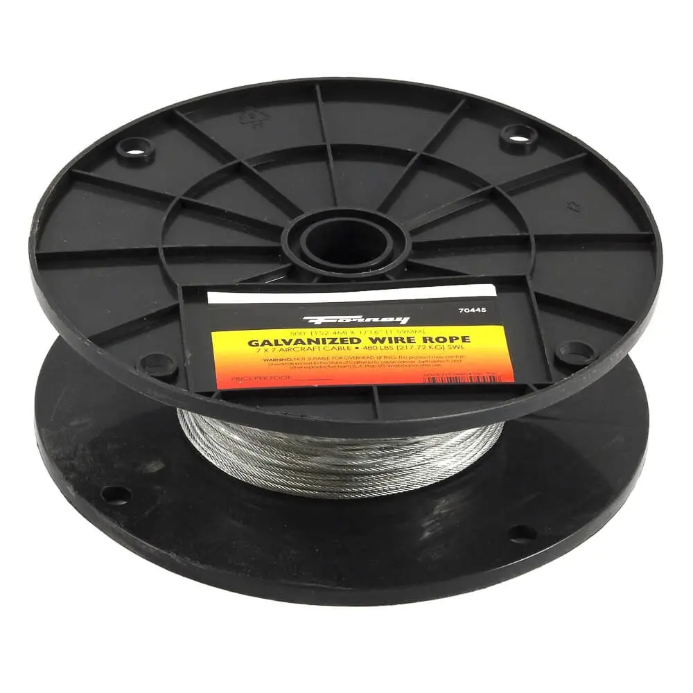 Wire Rope, Aircraft Cable, 1/16 In X 500Ft 1