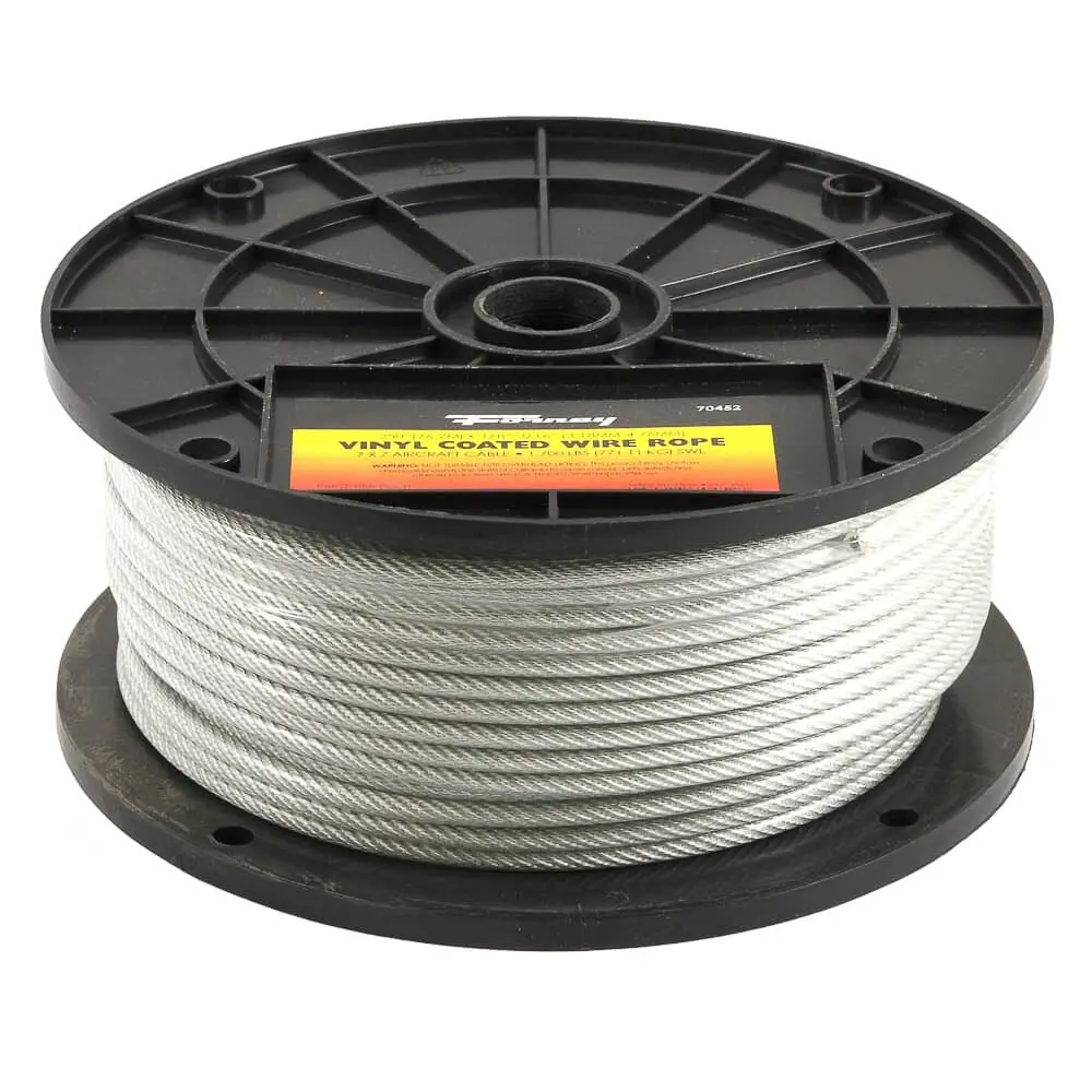 Wire Rope, Vinyl Coated, 1/8 In - 3/16 In X 250Ft 1
