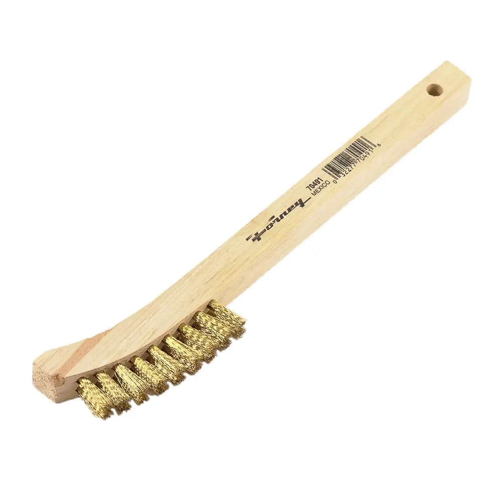 Scratch Brush With Curved Handle, Brass, 2 X 9 Rows 1