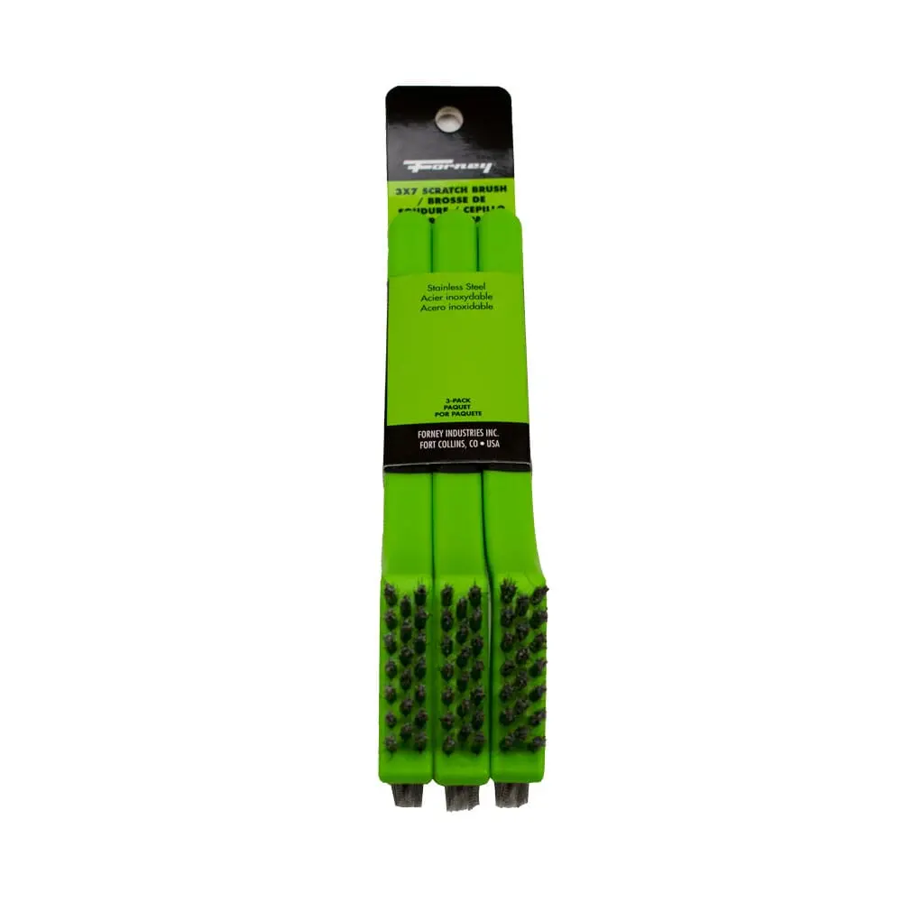 Scratch Brush With Plastic Handle, Nylon, 3 X 7 Rows, 3-Pack 1