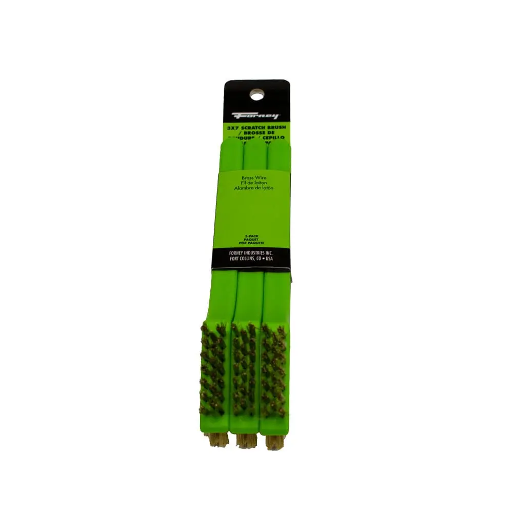 Scratch Brush With Plastic Handle, Brass, 3 X 7 Rows, 3-Pack 1
