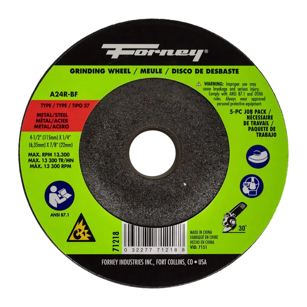 5-Pack Of Forney®  71877 (4-1/2 In Metal Grinding Wheel) 1