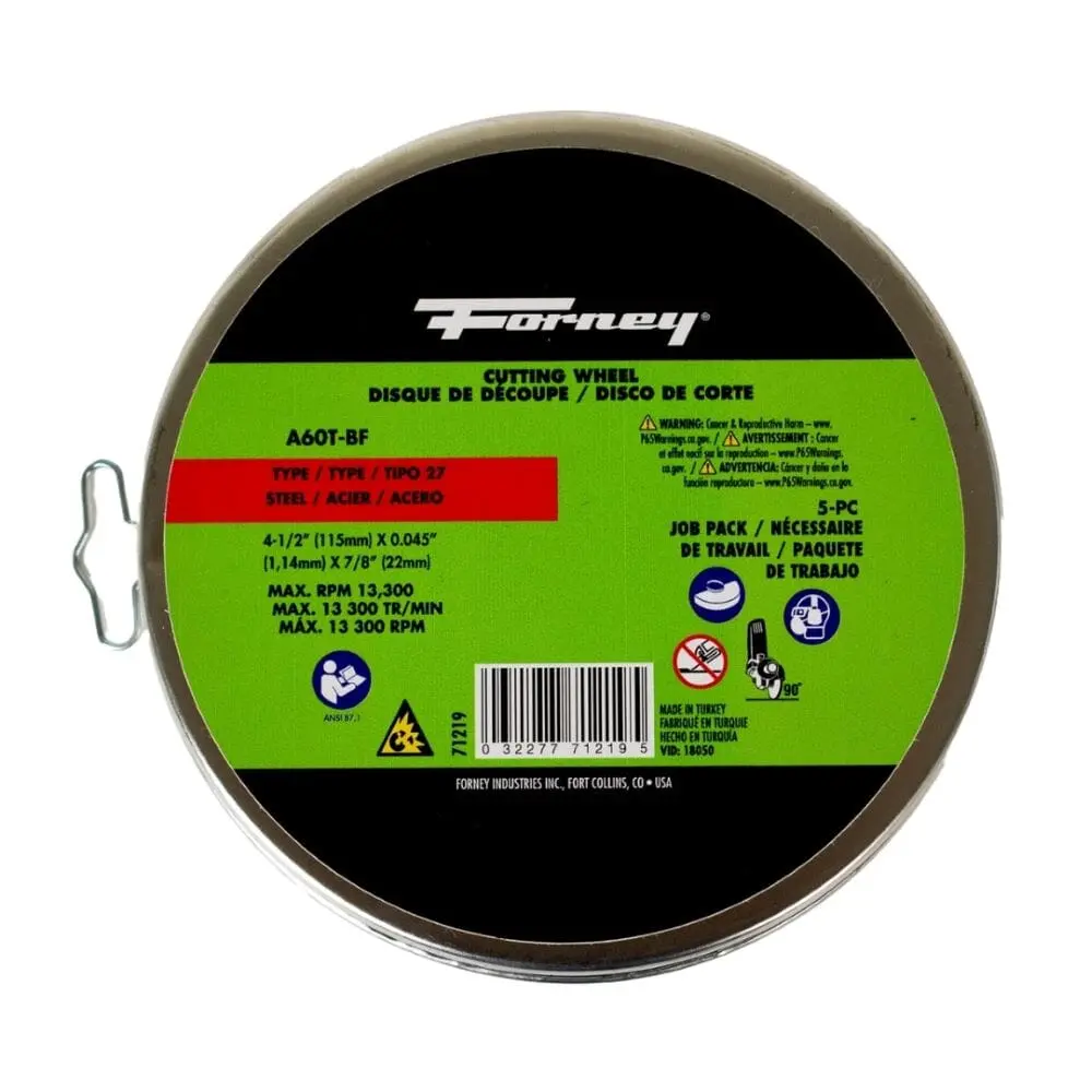 5-Pack Of Forney®  71793 (4-1/2 In Metal Cut-Off Wheel) 1
