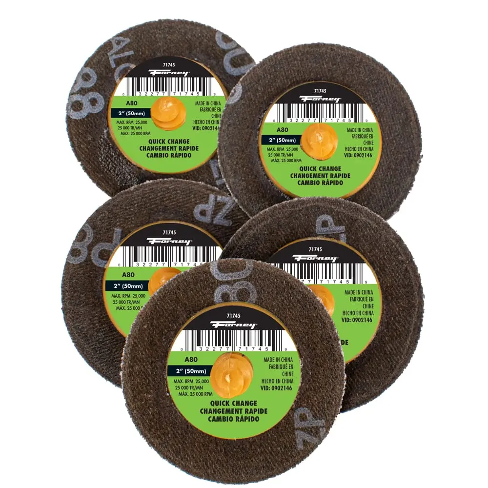 Quick Change Sanding Disc, 80 Grit, 2 In (5-Pack Of Forney®  71745) 1