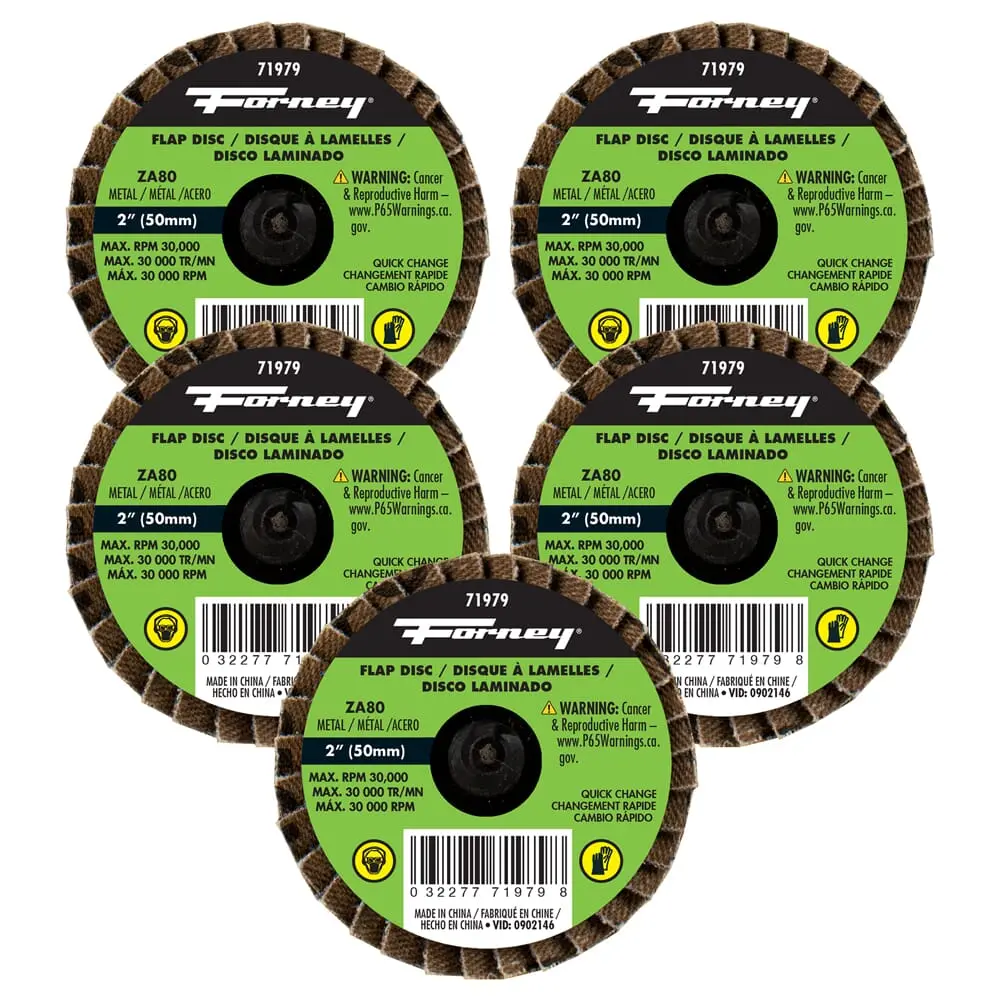 Quick Change Flap Disc, 80 Grit, 2 In (5-Pack Of Forney®  71979) 1