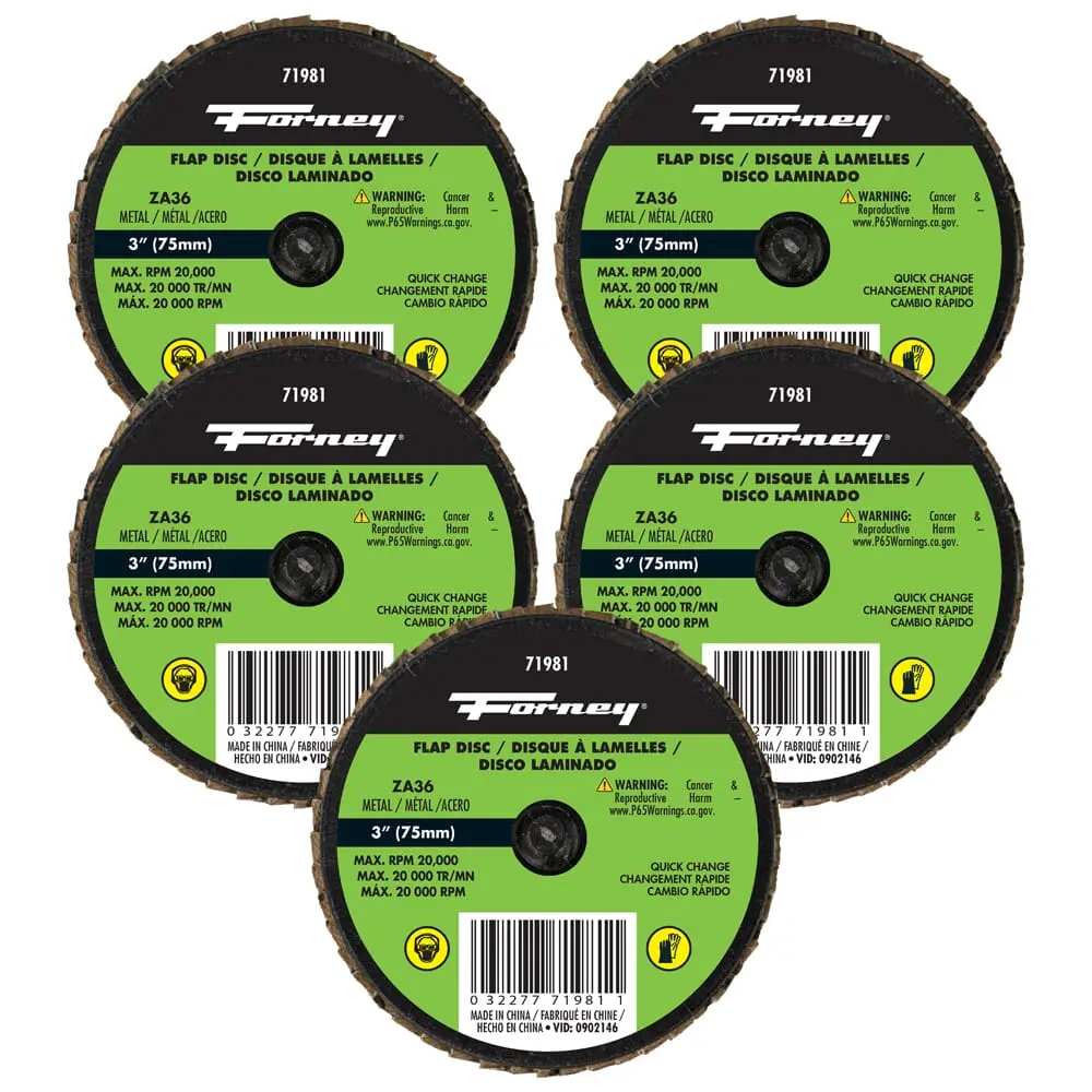 Quick Change Flap Disc, 36 Grit, 3 In (5-Pack Of Forney®  71981) 1