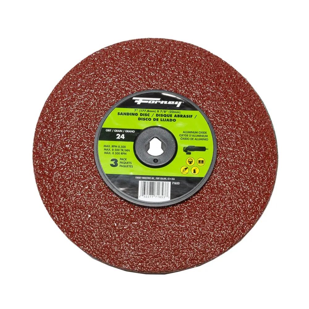 Resin Fibre Sanding Disc, Aluminum Oxide, 7 In X 7/8 In Arbor, 24 Grit 1