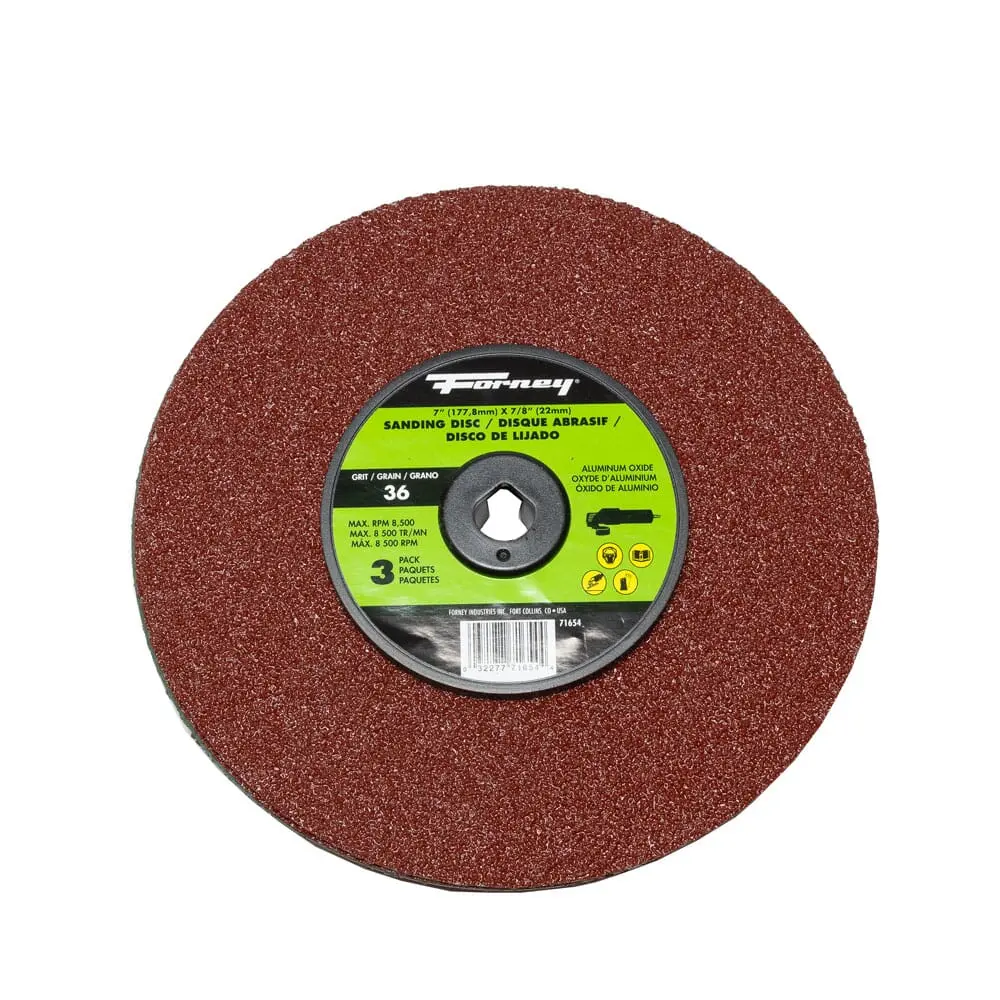 Resin Fibre Sanding Disc, Aluminum Oxide, 7 In X 7/8 In Arbor, 36 Grit 1