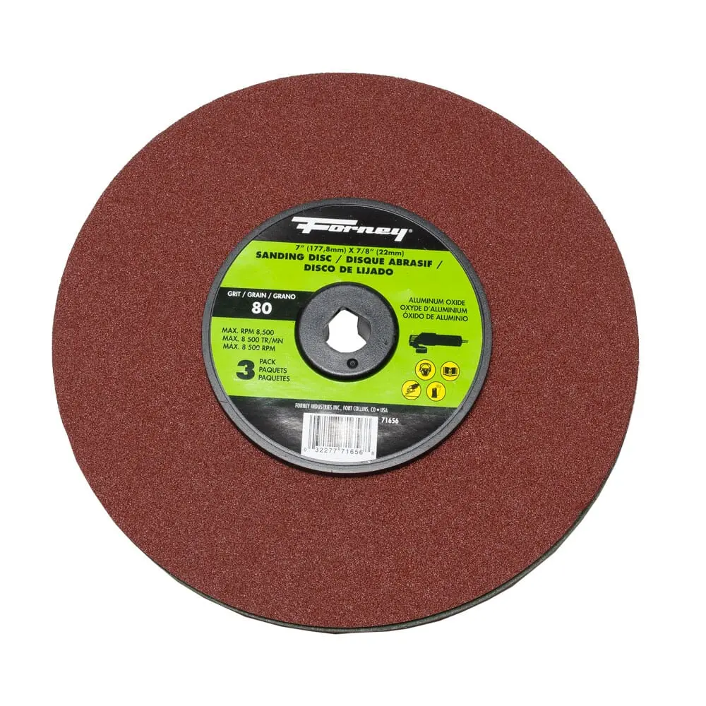 Resin Fibre Sanding Disc, Aluminum Oxide, 7 In X 7/8 In Arbor, 80 Grit 1