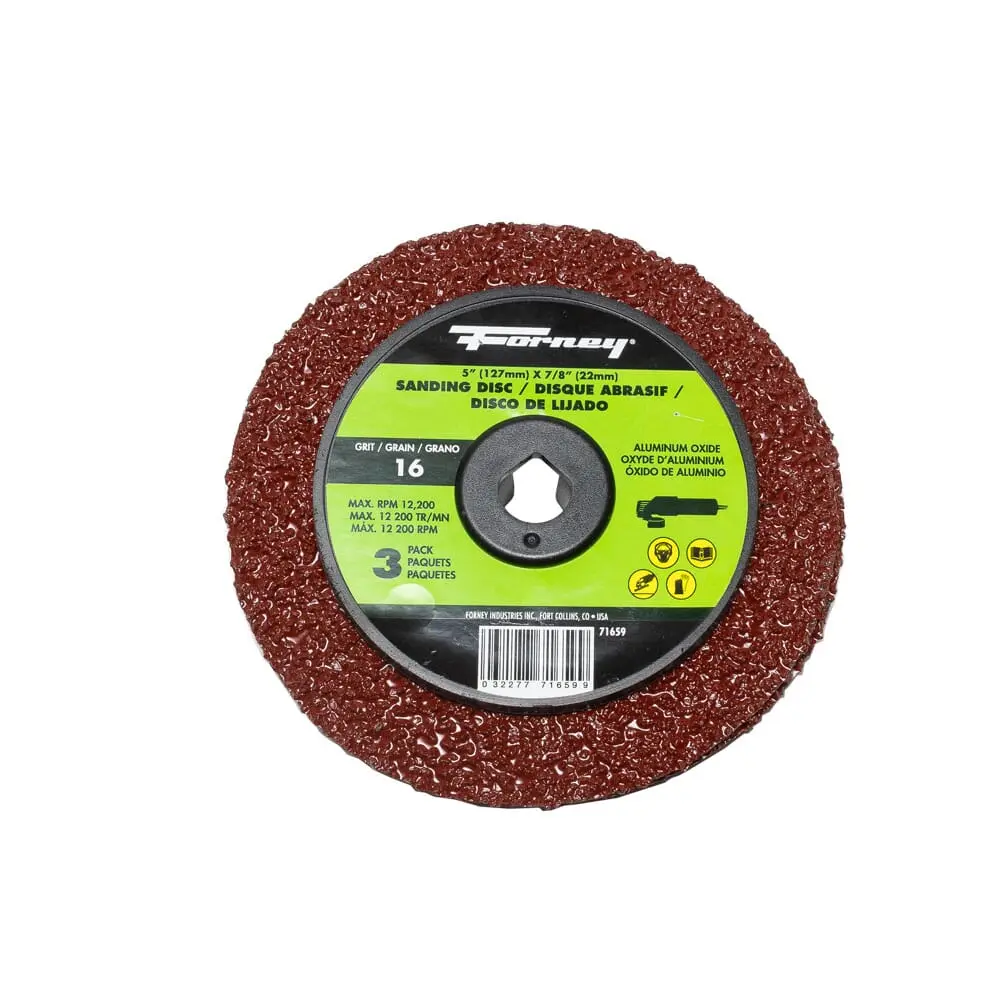 Resin Fibre Sanding Disc, Aluminum Oxide, 5 In X 7/8 In Arbor, 16 Grit 1