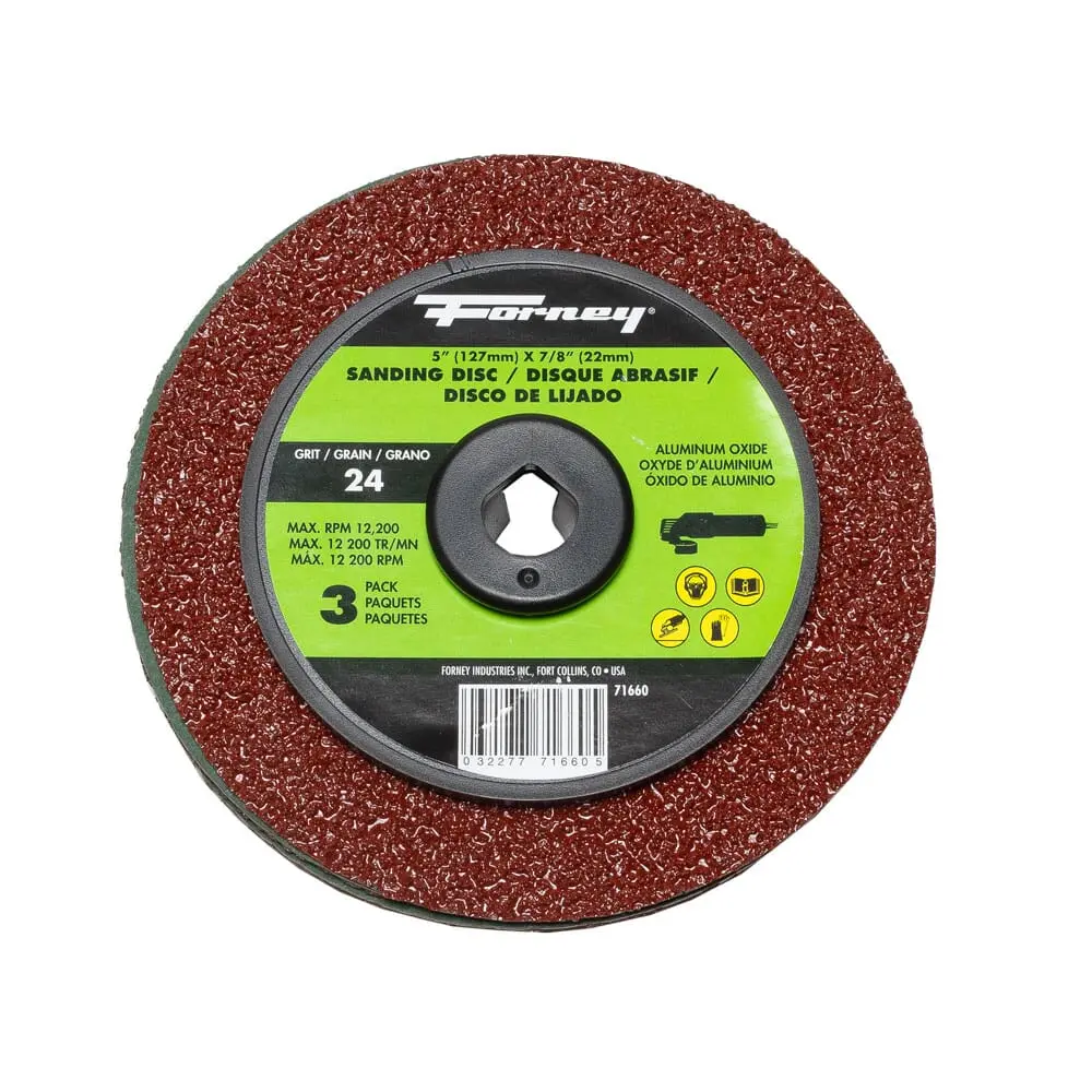 Resin Fibre Sanding Disc, Aluminum Oxide, 5 In X 7/8 In Arbor, 24 Grit 1