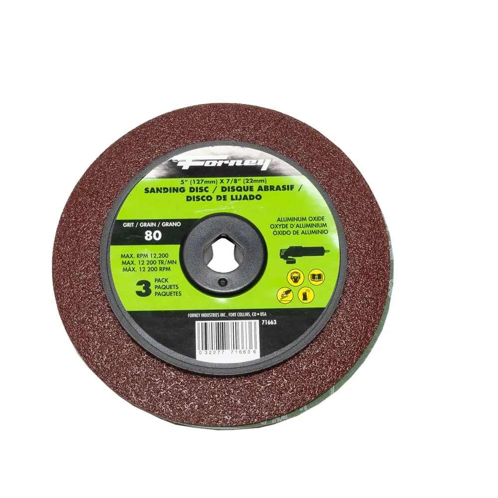 Resin Fibre Sanding Disc, Aluminum Oxide, 5 In X 7/8 In Arbor, 80 Grit 1