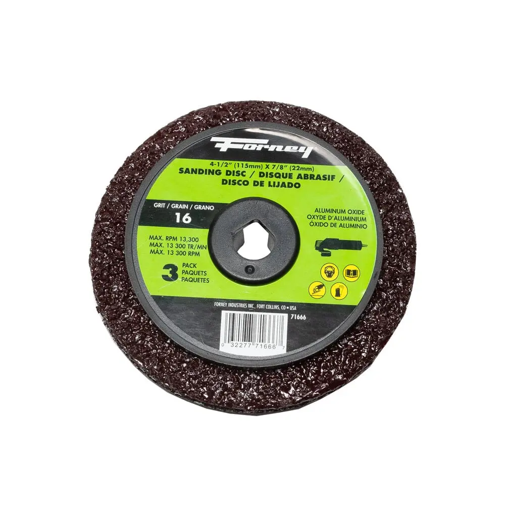 Resin Fibre Sanding Disc, Aluminum Oxide, 4-1/2 In X 7/8 In Arbor, 16 Grit 1
