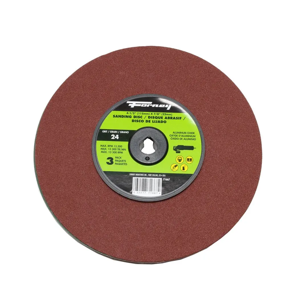 Resin Fibre Sanding Disc, Aluminum Oxide, 4-1/2 In X 7/8 In Arbor, 24 Grit 1