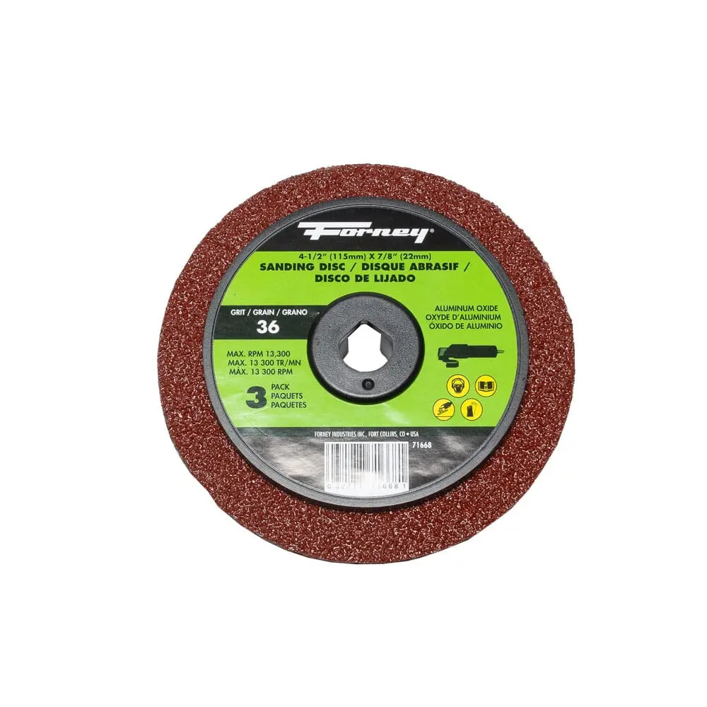 Resin Fibre Sanding Disc, Aluminum Oxide, 4-1/2 In X 7/8 In Arbor, 36 Grit 1