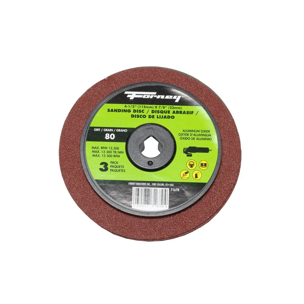 Resin Fibre Sanding Disc, Aluminum Oxide, 4-1/2 In X 7/8 In Arbor, 80 Grit 1