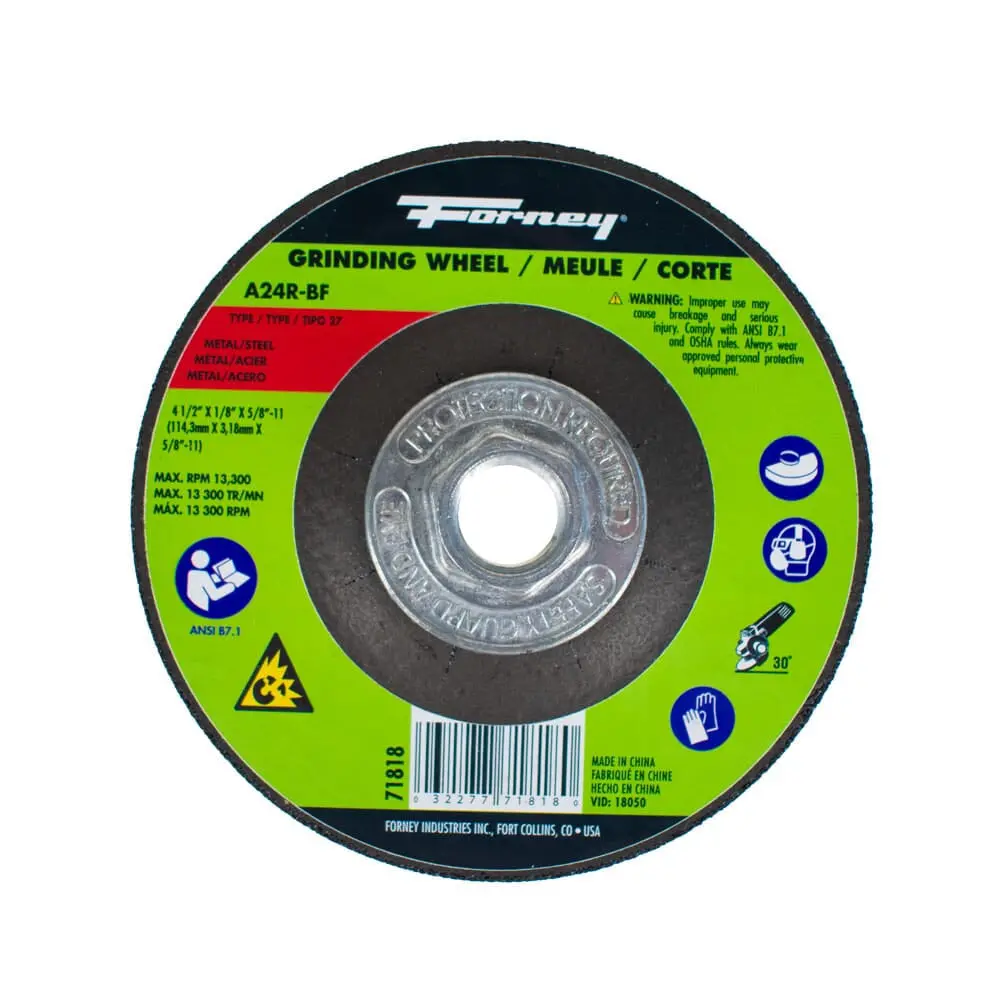 Grinding Wheel, Metal, Type 27, 4-1/2 In X 1/8 In X 5/8 In-11 1