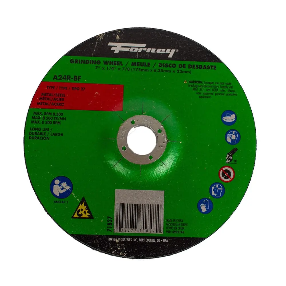 Grinding Wheel, Metal, Type 27, 7 In X 1/4 In X 7/8 In 1