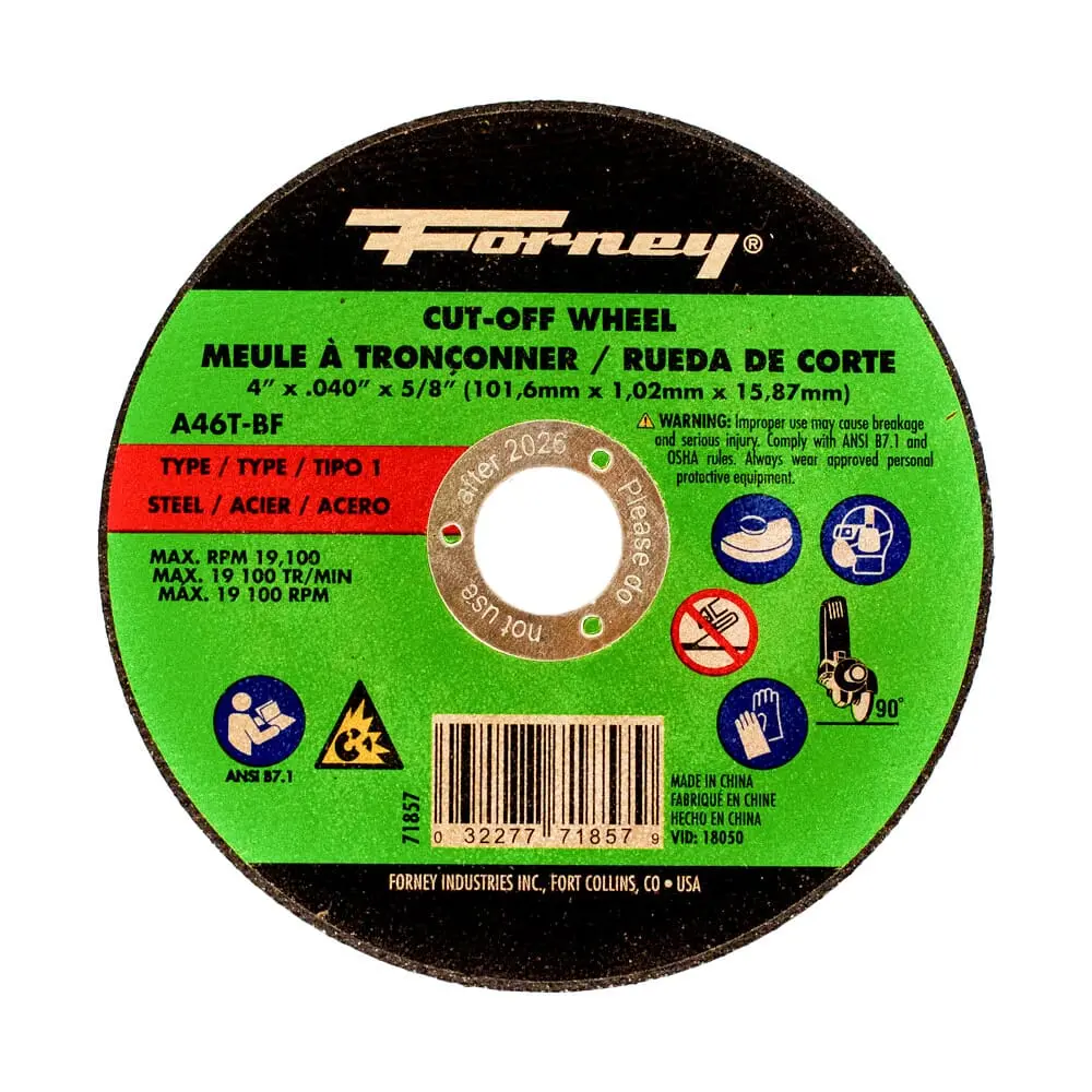 Cut-Off Wheel, Metal, Type 1, 4 In X .040 In X 5/8 In 1