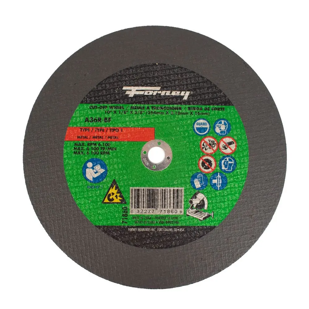 Cutting Wheel, Metal, Type 1, 10 In X 1/8 In X 5/8 In 1