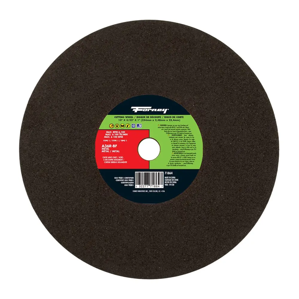 Cutting Wheel, Metal, Type 1, 10 In X 3/32 In X 1 In 1