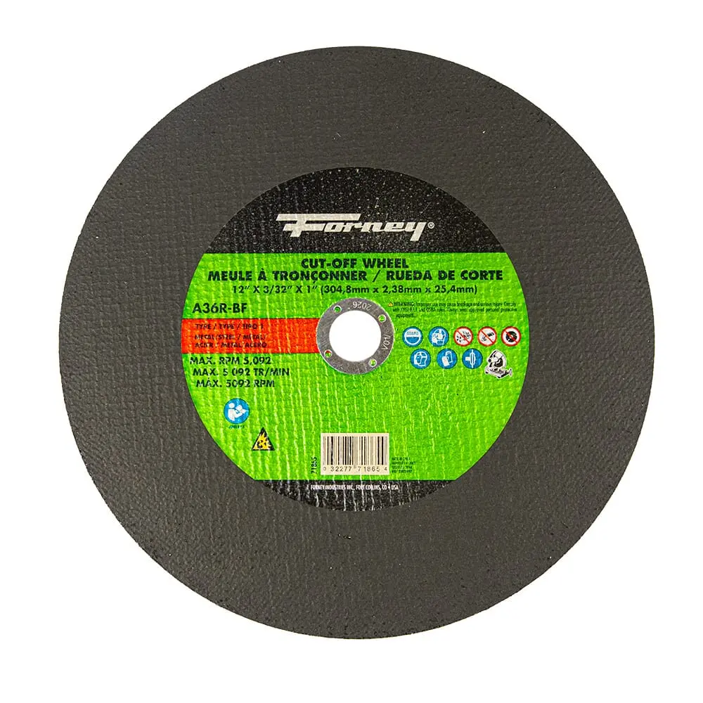Cutting Wheel, Metal, Type 1, 12 In X 3/32 In X 1 In 1