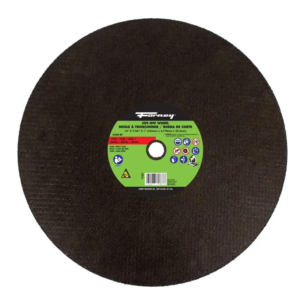 Cut-Off Wheel, Metal, Type 1, 14 In X 7/64 In X 1 In 1