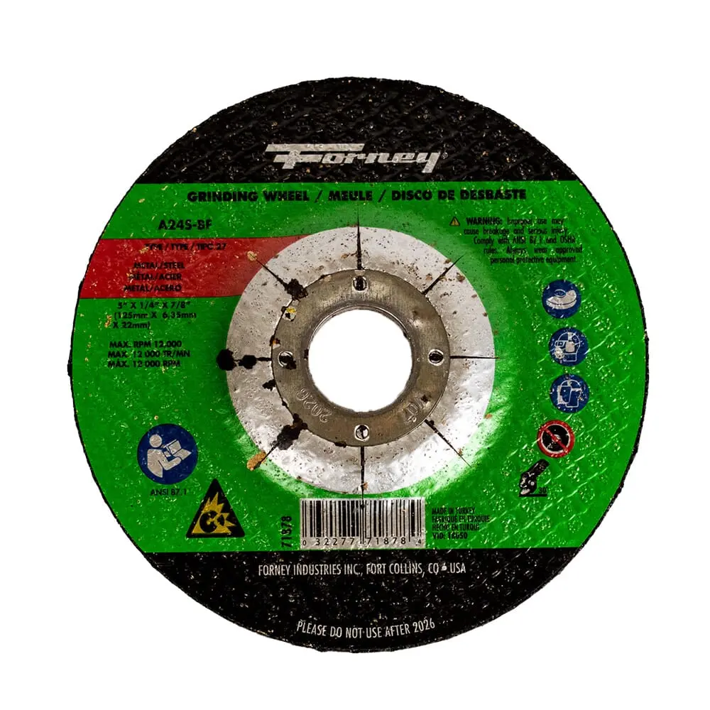 Grinding Wheel, Metal, Type 27, 5 In X 1/4 In X 7/8 In 1