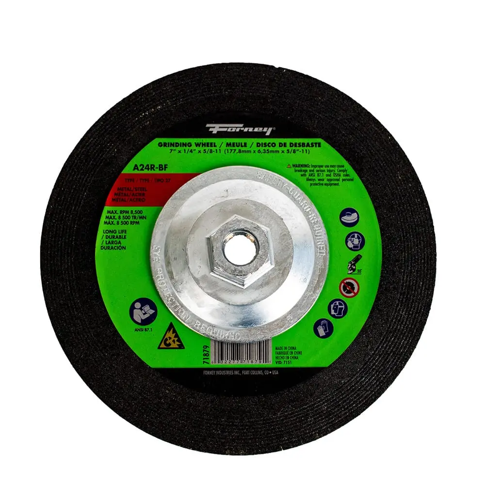 Grinding Wheel, Metal, Type 27, 7 In X 1/4 In X 5/8 In-11 1