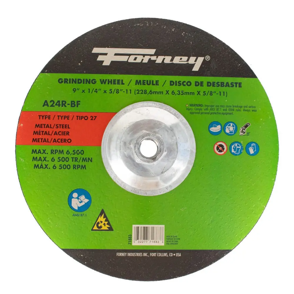 Grinding Wheel, Metal, Type 27, 9 In X 1/4 In X 5/8 In-11 1