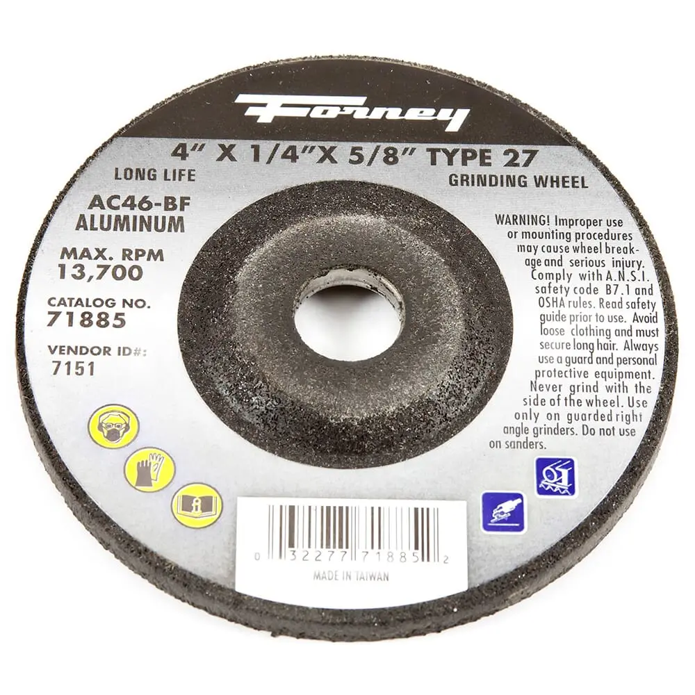 Grinding Wheel, Aluminum, Type 27, 4 In X 1/4 In X 5/8 In 1