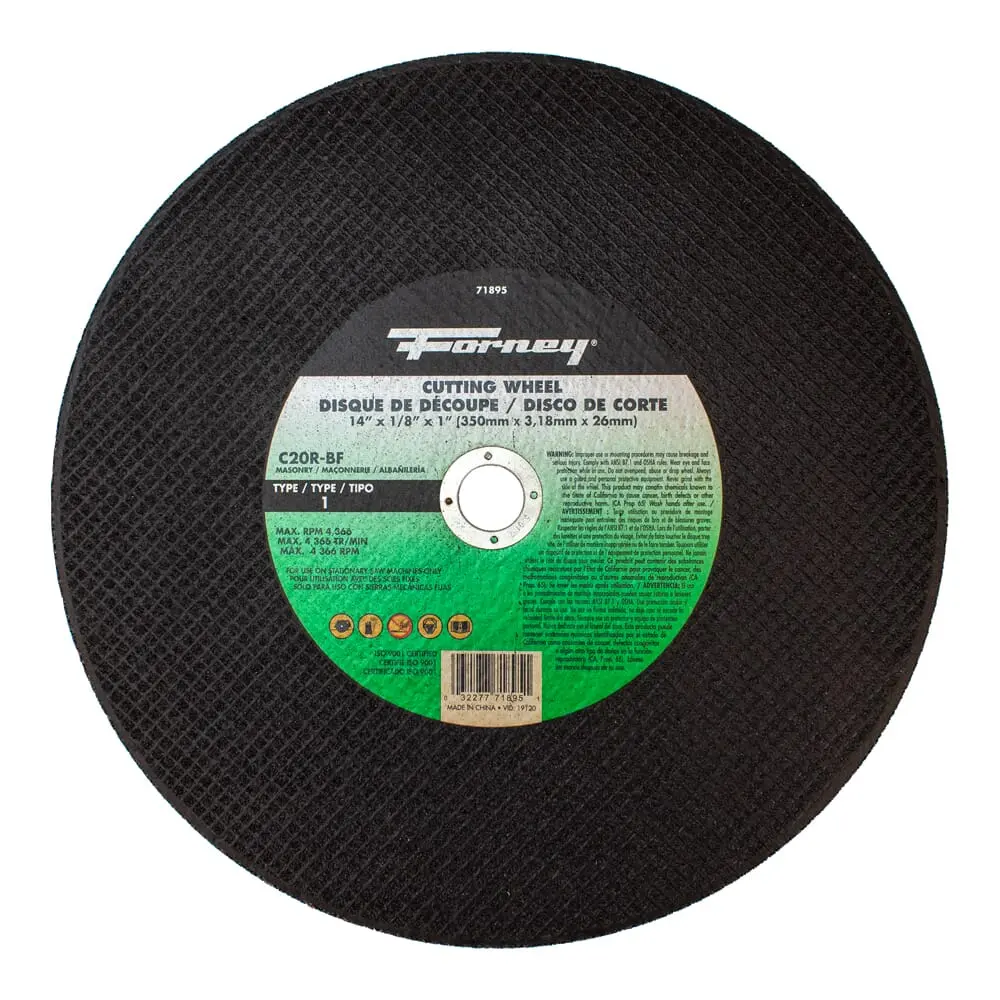 Cutting Wheel, Masonry/Asphalt, Type 1, 14 In X 1/8 In X 1 In 1
