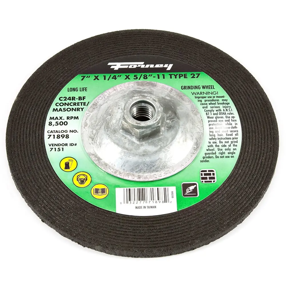 Grinding Wheel, Masonry, Type 27, 7 In X 1/4 In X 5/8 In-11 1
