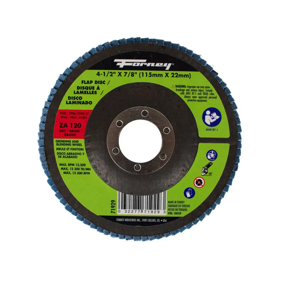 Flap Disc, Type 27, 4-1/2 In X 7/8 In, Za120 1
