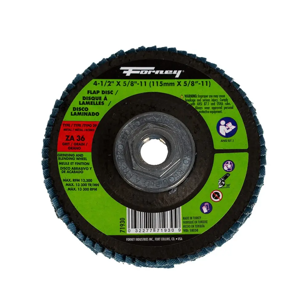 Flap Disc, Type 29, 4-1/2 In X 5/8 In-11, Za36 1