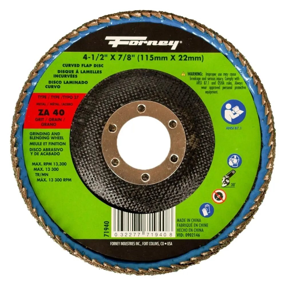 Curved Edge Flap Disc, 4-1/2 In X 7/8 In, 40 Grit 1