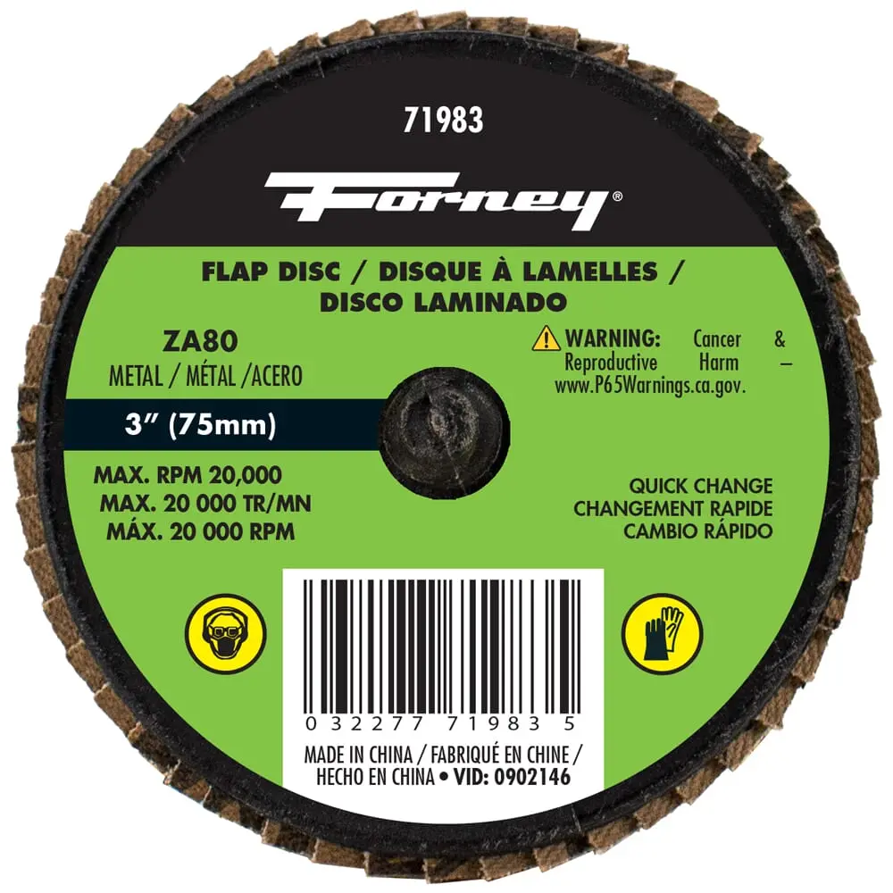 Quick Change Flap Disc, 80 Grit, 3 In 1
