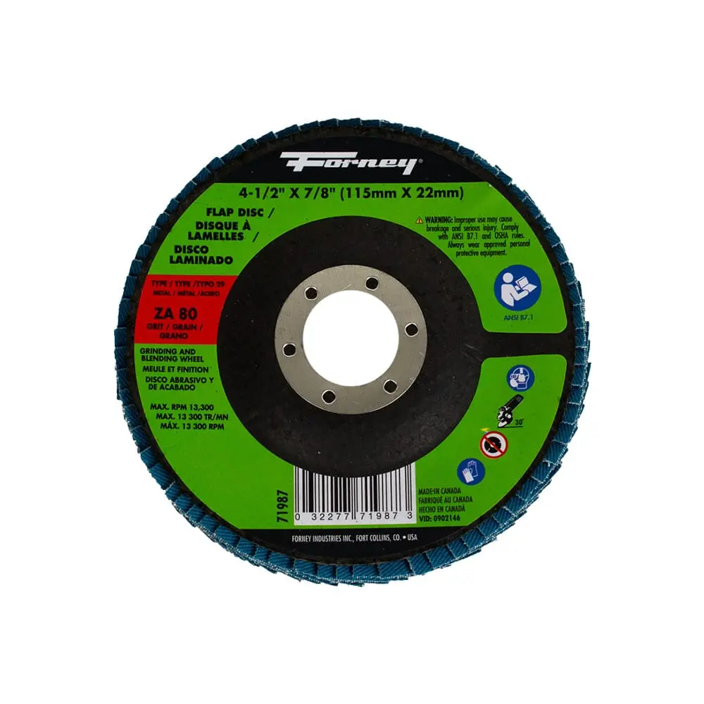 Flap Disc, Type 29, 4-1/2 In X 7/8 In, Za80 1