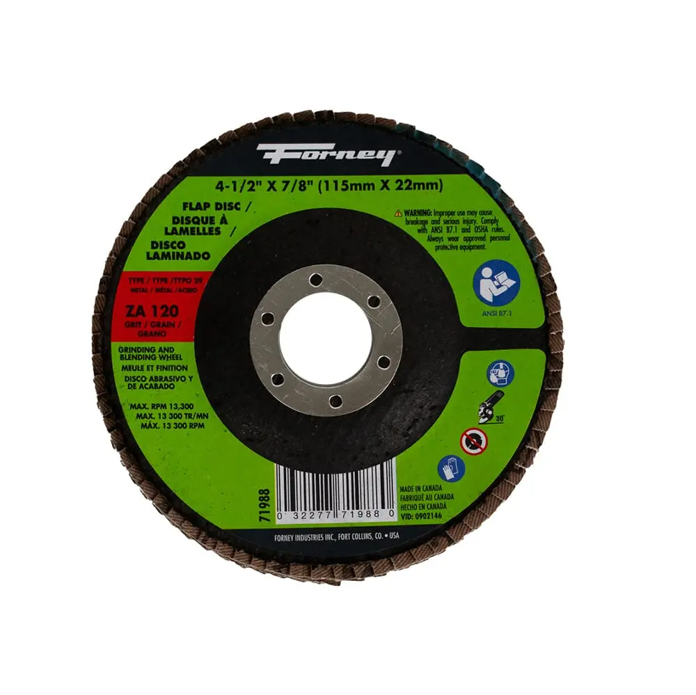 Flap Disc, Type 29, 4-1/2 In X 7/8 In, Za120 1