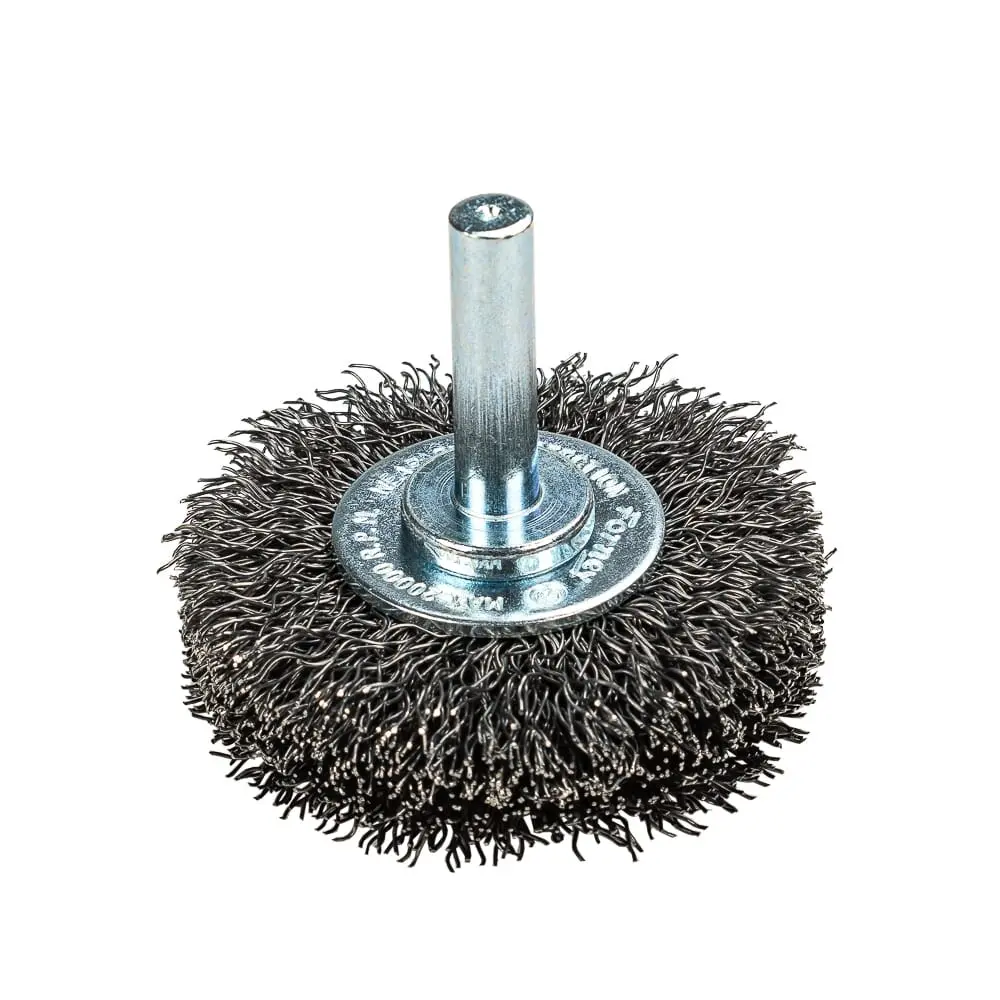 Command Pro Wire Wheel Crimped, 2 In X .014 In X 1/4 In Shank, Bulk 1