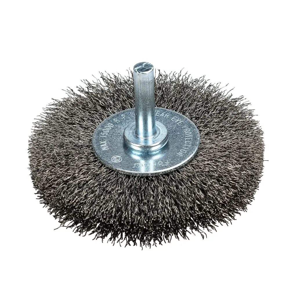 Command Pro Wire Wheel, Crimped, 3 In X .008 In X 1/4 In Shank, Bulk 1