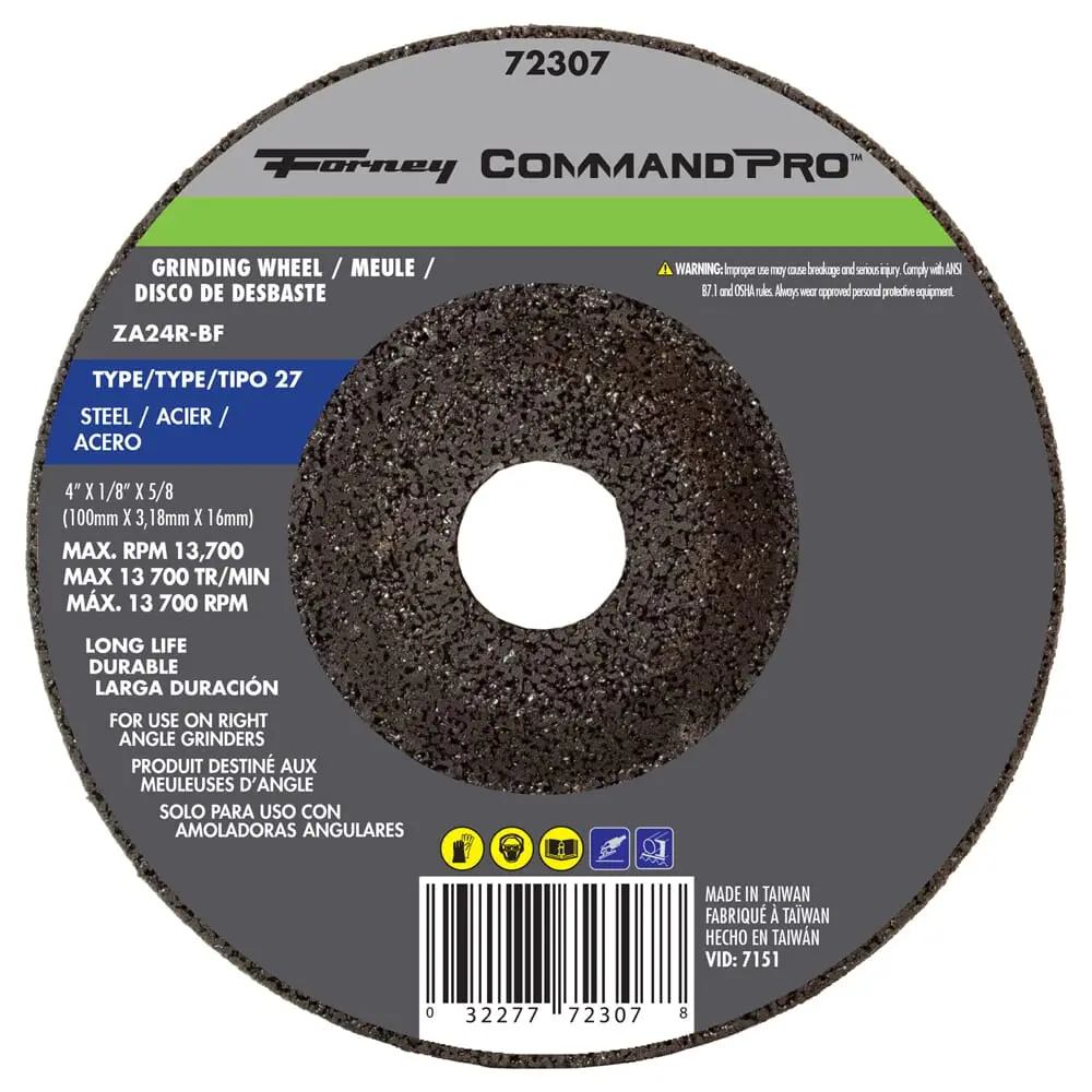 Grinding Wheel, Metal, Type 27, 4 In X 1/4 In X 5/8 In 1