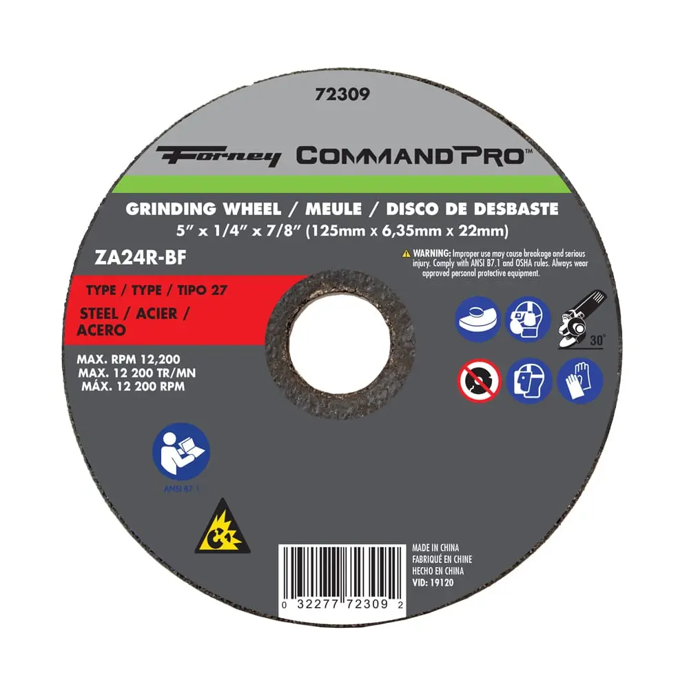 Grinding Wheel, Metal Type 27, 5 In X 1/4 In X 7/8 In 1