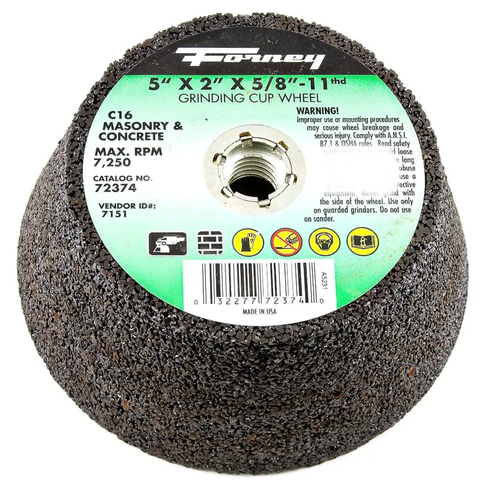 Cup Wheel, Masonry/Concrete, 5 In X 5/8 In-11 1