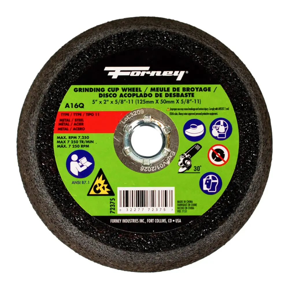 Cup Wheel, Metal, 5 In X 5/8 In-11 1