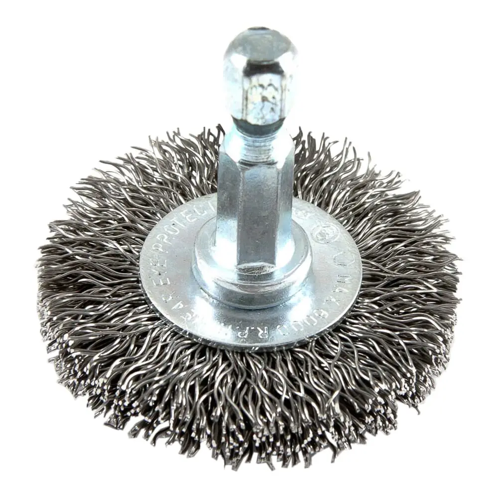 Wire Wheel, Crimped, 1-1/2 In X .012 In X 1/4 In Hex Shank 1