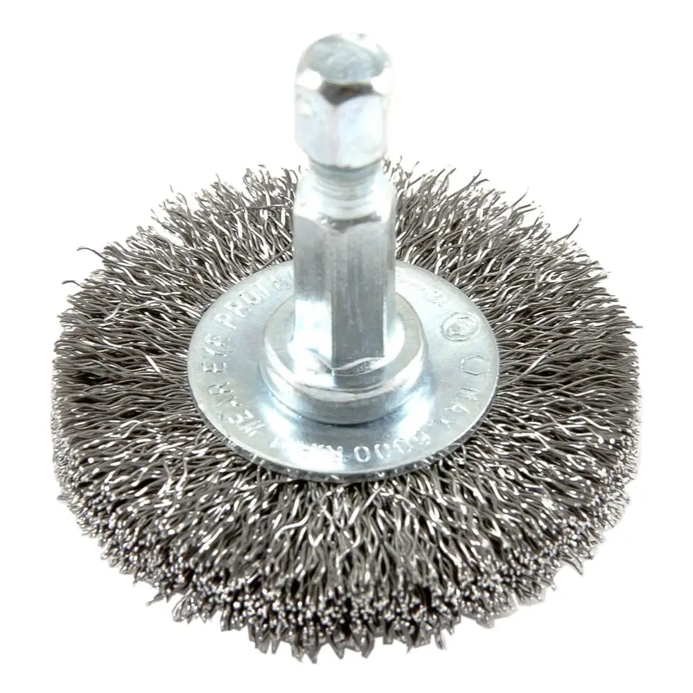 Wire Wheel, Crimped, 1-1/2 In X .008 In X 1/4 In Hex Shank 1